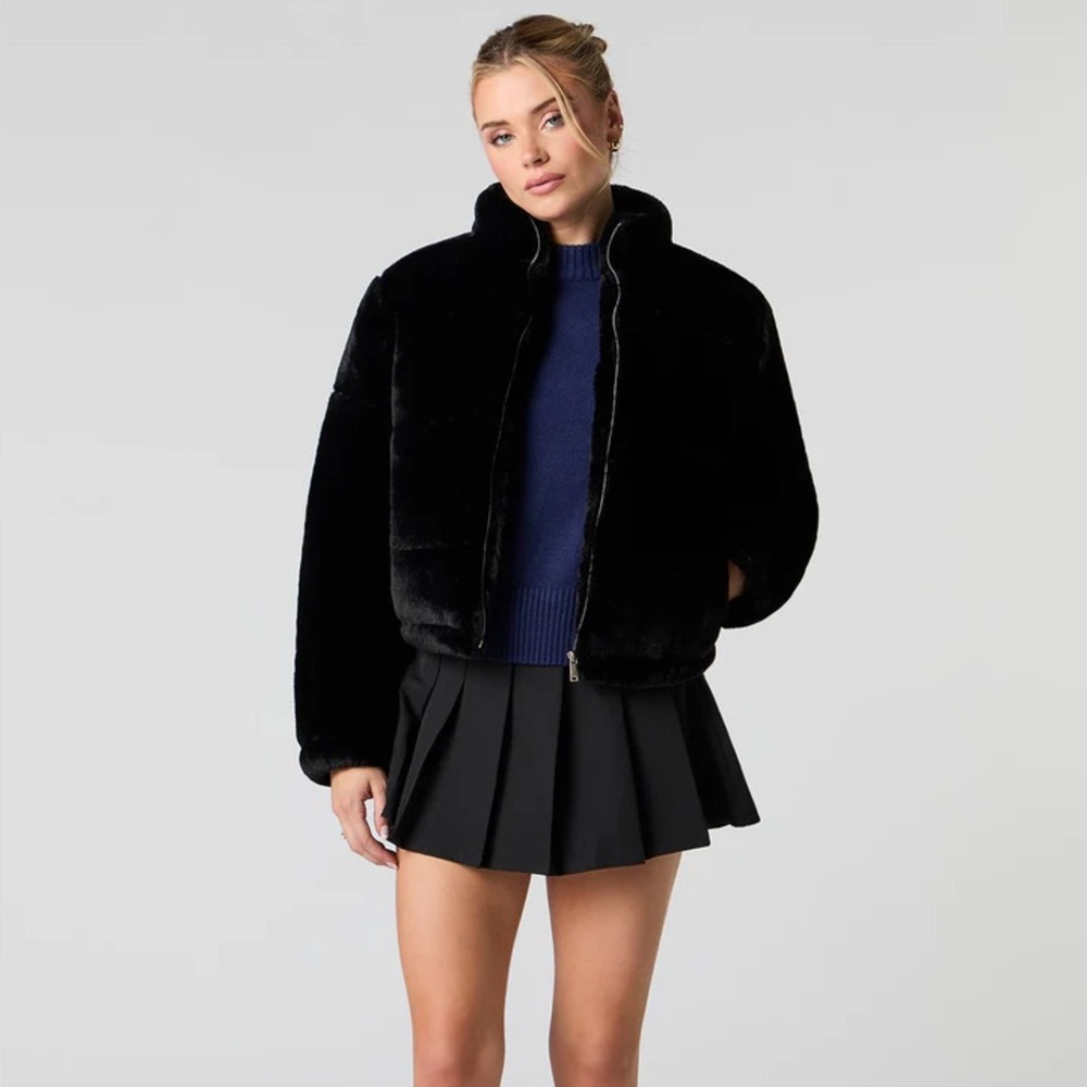 NWT Urban Planet Black Faux Fur Puffer Jacket